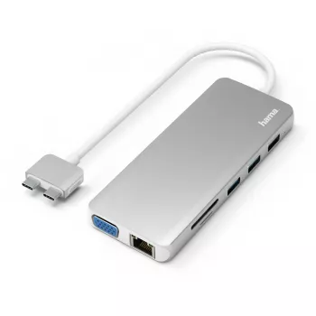 Hama 00200133 dokavimo stotelė nešiojamam kompiuteriui USB 3.2 Gen 1 (3.1 Gen 1) Type-C sidabrinė, balta