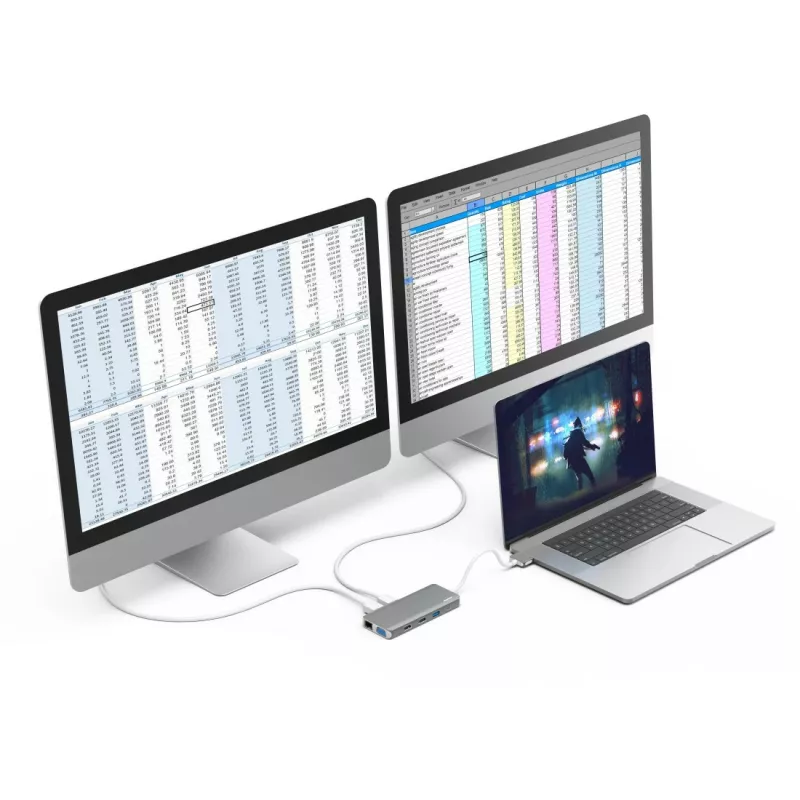 Hama 00200133 dokavimo stotelė nešiojamam kompiuteriui USB 3.2 Gen 1 (3.1 Gen 1) Type-C sidabrinė, balta