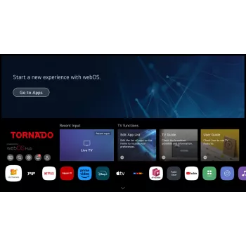 TORNADO 65US4301X 65 colių 4K berėmis išmanusis televizorius su WebOS ir balsu valdomu pulteliu