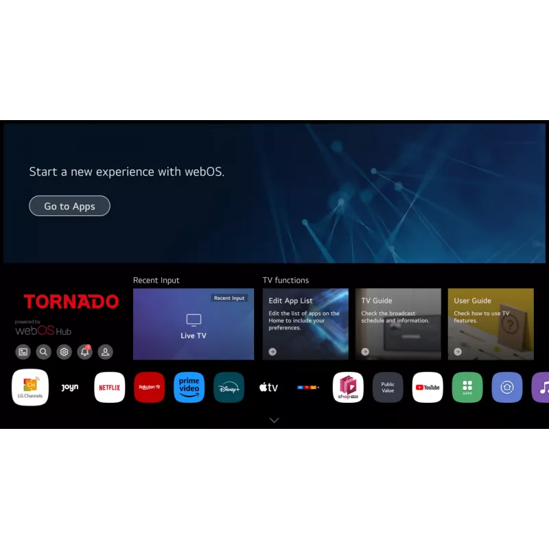 TORNADO 65US4301X 65 colių 4K berėmis išmanusis televizorius su WebOS ir balsu valdomu pulteliu
