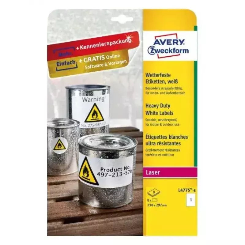 Lipni etiketė spausdintuvui Avery L4775-8