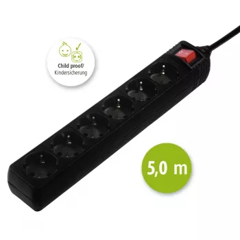 Hama 137266 ilgintuvas 6 lizdų vidaus naudojimui juodas