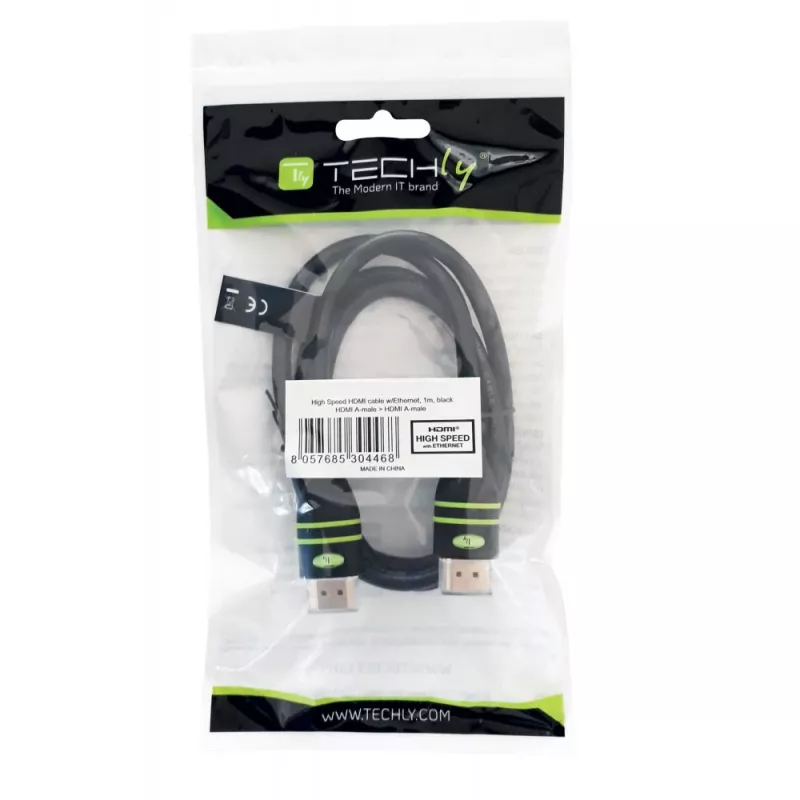 Techly 0.5m aukštos spartos HDMI laidas su Ethernet A/A M/M juodas ICOC HDMI-4-005