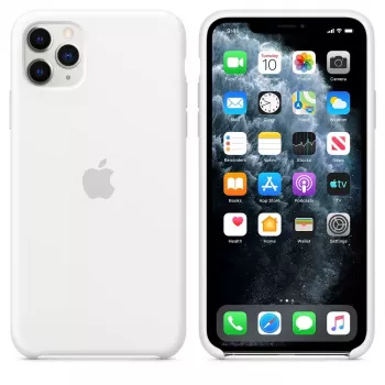 Silicone dėklas Apple iPhone 11 Pro Max — silikoninis, baltas, tinka 6,5 colio