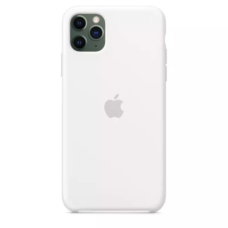 Silicone dėklas Apple iPhone 11 Pro Max — silikoninis, baltas, tinka 6,5 colio