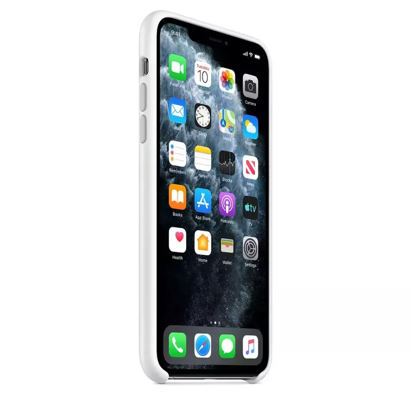 Silicone dėklas Apple iPhone 11 Pro Max — silikoninis, baltas, tinka 6,5 colio