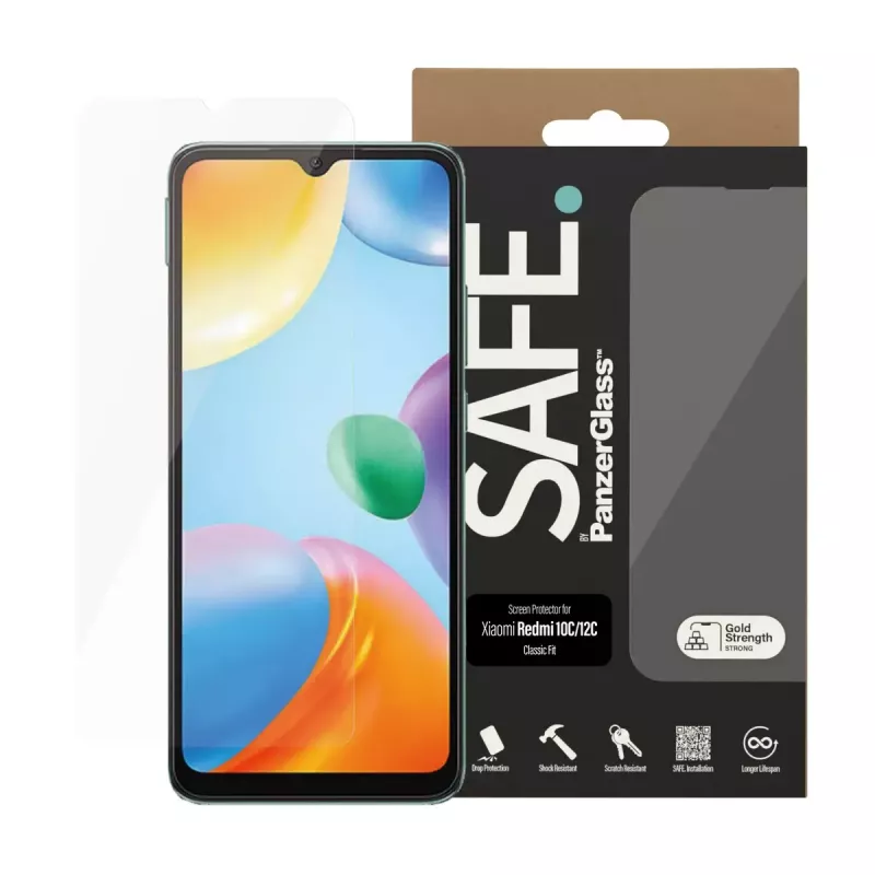 Apsauginis stiklas PanzerGlass SAFE. by® Xiaomi Redmi 10C atsparus įbrėžimams ir smūgiams