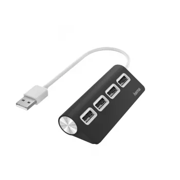 Hama USB šakotuvas, 4 prievadai, USB 2.0, 480 Mbit/s, juodas