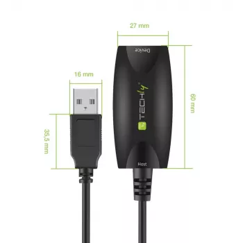 Techly SuperSpeed USB3.0 aktyvus ilginimo kabelis 5m juodas ICUR3050