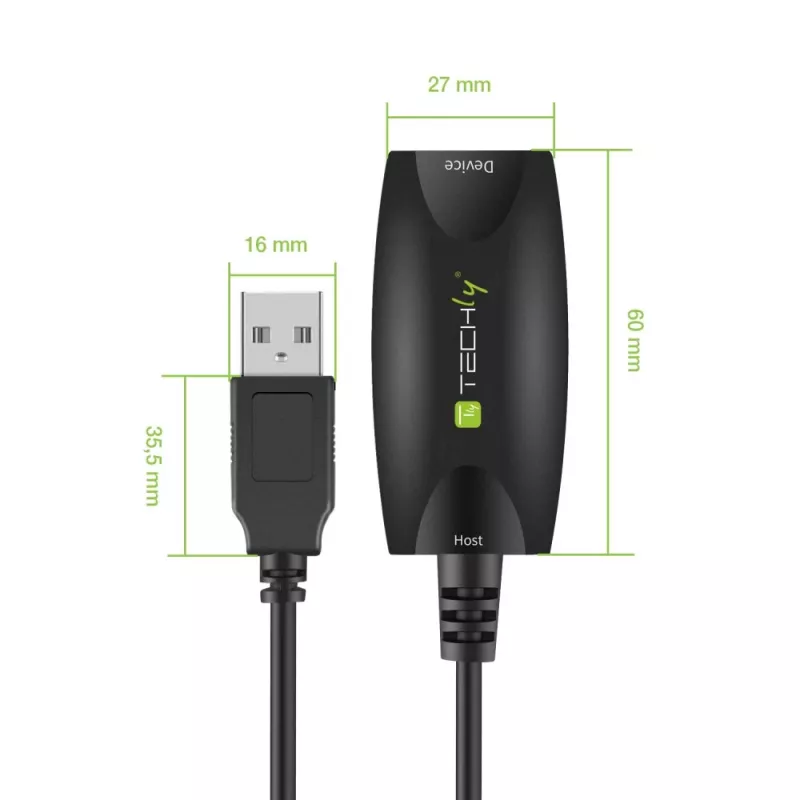 Techly SuperSpeed USB3.0 aktyvus ilginimo kabelis 5m juodas ICUR3050