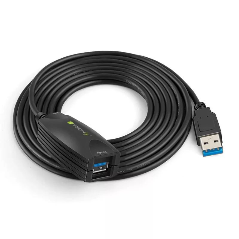 Techly SuperSpeed USB3.0 aktyvus ilginimo kabelis 5m juodas ICUR3050