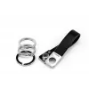 Raktų pakabukas TROIKA TWISTER juoda sidabrinė oda metalas 16mm 9mm