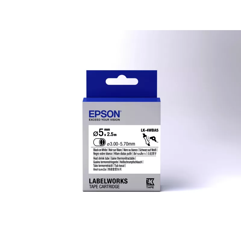 Epson termosusitraukiančių vamzdelių kasetė LK-4WBA5 juoda/balta D5mm (2,5 m)