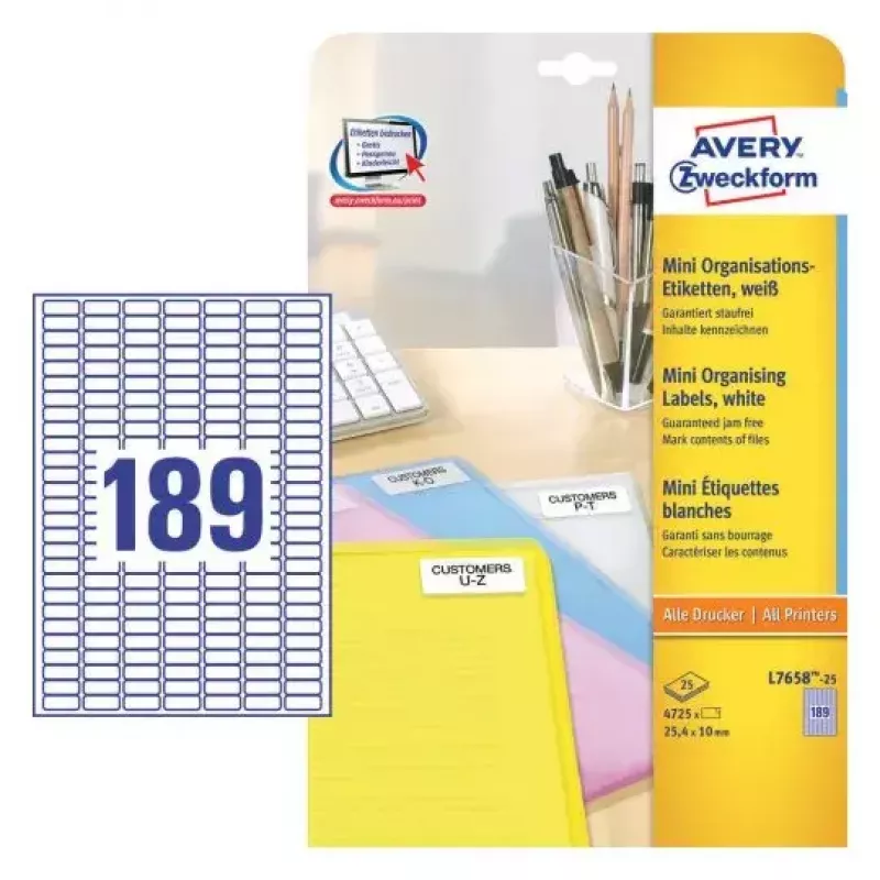 Lipnūs etikečių lapai Avery L7658-25