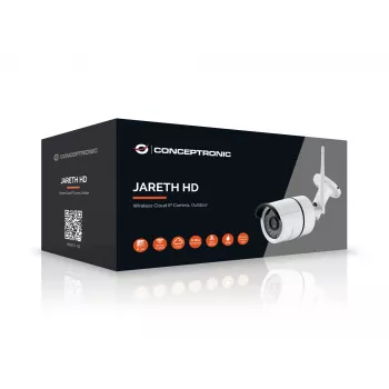 Conceptronic JARETH HD belaidė debesies IP kamera, lauko, IP apsaugos kamera, lauko, laidinė ir belaidė, išorinė, lubų/sienos, balta