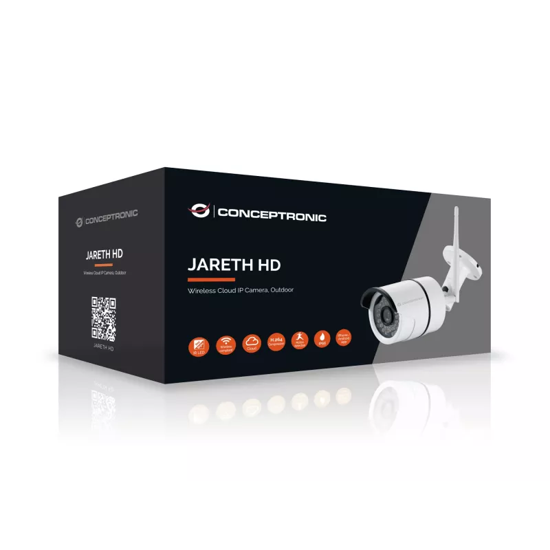 Conceptronic JARETH HD belaidė debesies IP kamera, lauko, IP apsaugos kamera, lauko, laidinė ir belaidė, išorinė, lubų/sienos, balta