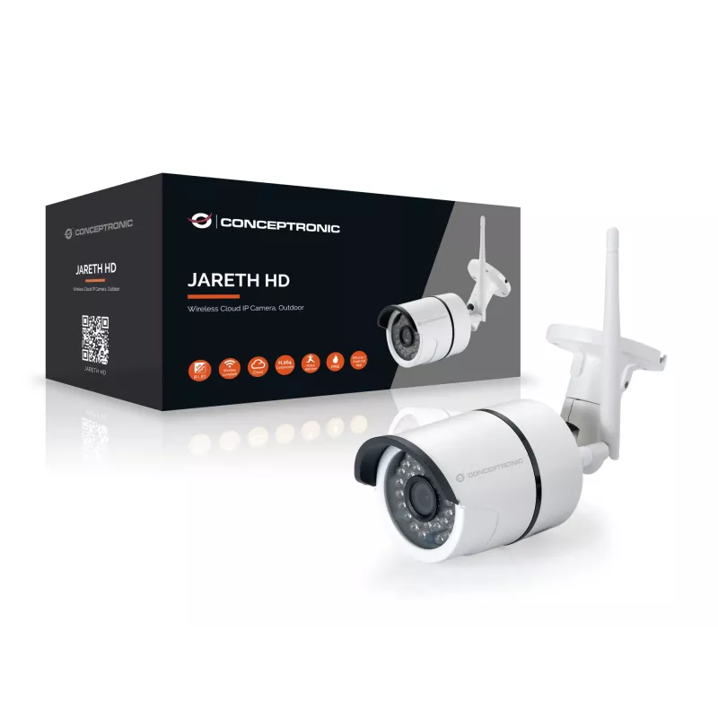 Conceptronic JARETH HD belaidė debesies IP kamera, lauko, IP apsaugos kamera, lauko, laidinė ir belaidė, išorinė, lubų/sienos, balta