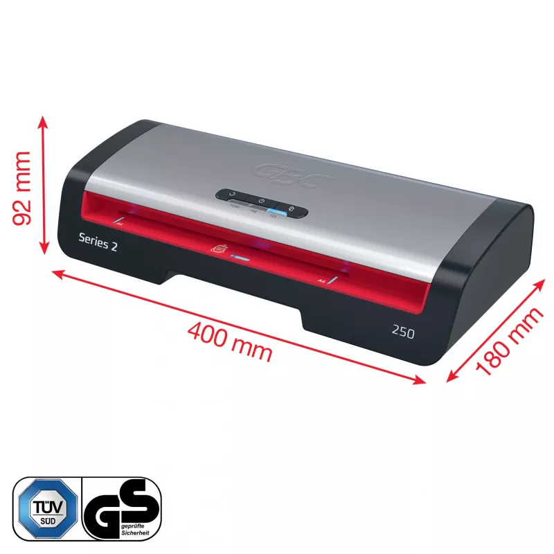 GBC 250 Office A4 laminatorius, karštas laminavimas, 24 cm, 500 mm/min, 0,5 mm, A4, 100 µm