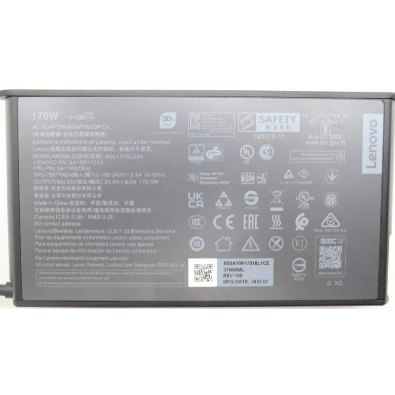 Lenovo 5A11K67850 maitinimo adapteris / keitiklis 170 W, juodas