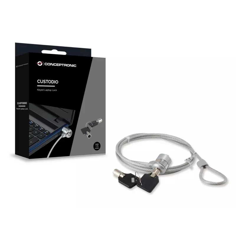 Conceptronic CNBSLOCK15 kabelinė spyna sidabrinė 1,5 m