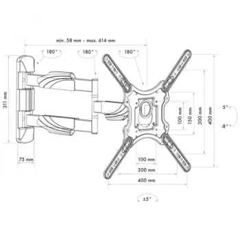 TV laikiklis prie sienos Schwaiger LWH35535 513 juodas