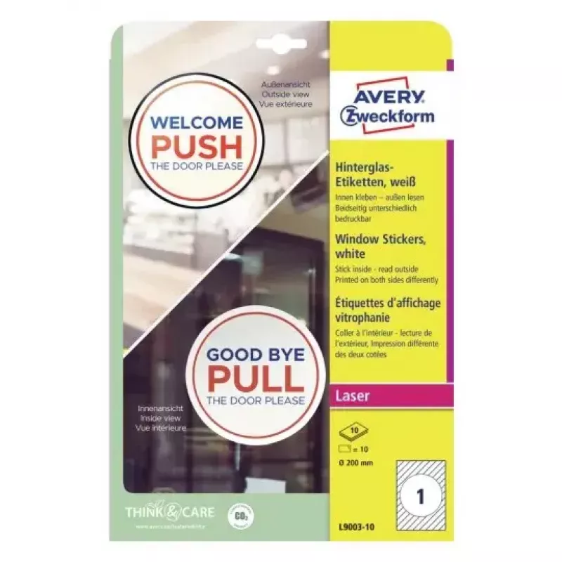 Avery langų lipdukai L9003-10, savaiminio klijavimo, balti, A4, 10 vnt.