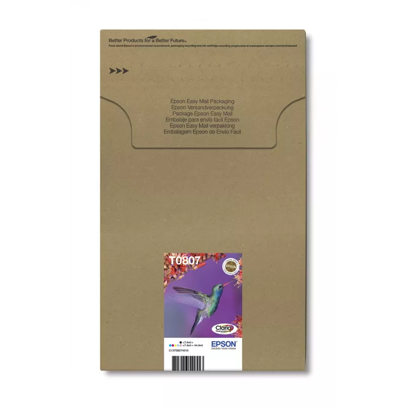 Rašalo kasetės multipakas Epson Hummingbird T0807 – 6 spalvų (juoda, žydra, šviesiai žydra, šviesiai purpurinė, purpurinė, geltona)