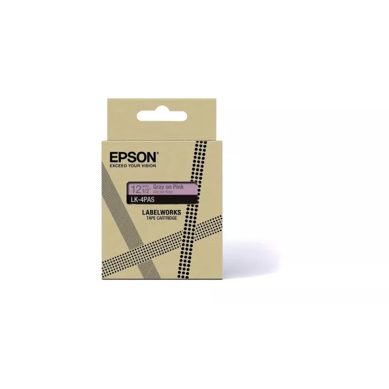 Epson LK-4PAS pilkai rožinė termo perdavimo etikečių juosta 1,2 cm