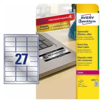 Lipnūs etiketės spausdintuvui Avery L6011-8 sidabrinės