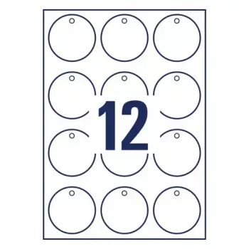 Kainų etiketės be lipniosios juostos Avery T2004-10, 120 vnt., balti, apvalūs, 6 cm