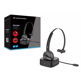 Belaidės Bluetooth ausinės su įkrovimo stotele ir Bluetooth USB adapteriu Conceptronic POLONA