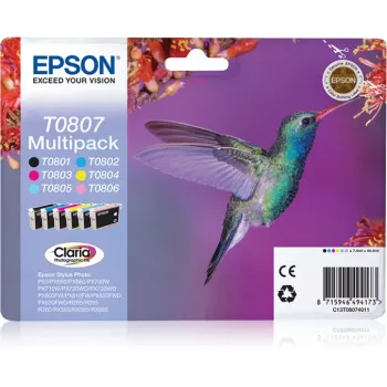 Epson Hummingbird 6 spalvų rinkinys T0807 Claria fotografinis rašalas
