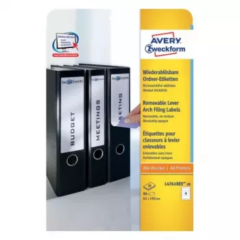 Avery L4761REV-20 lipnūs etikečių lapai, nuimami, balti, 80 vnt.