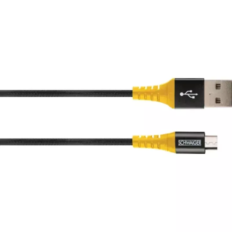USB laidas Schwaiger WKUM10 511 1,2 m USB A Micro-USB B juodas geltonas