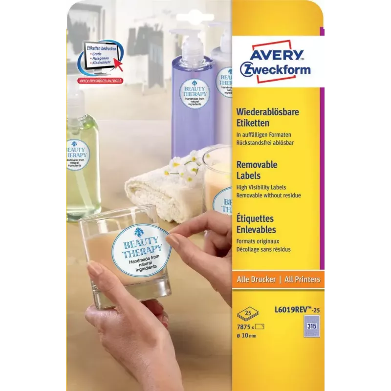 Lipni etiketė apskritimas Avery L6019REV-25
