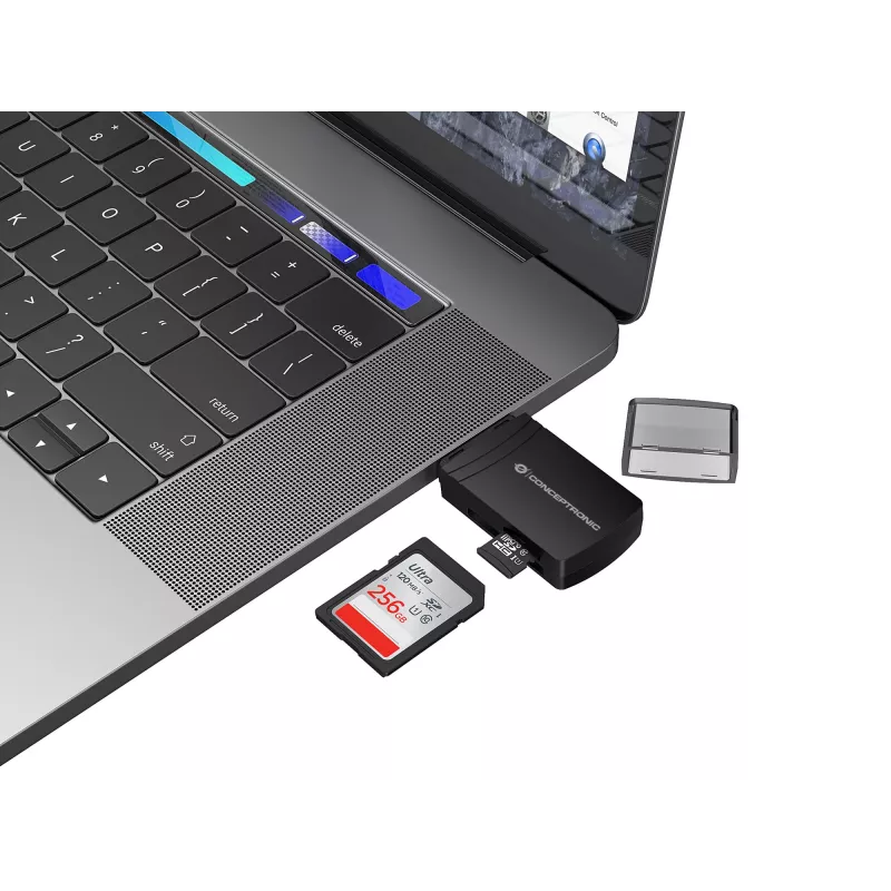 Conceptronic BIAN06B SD TF/MicroSD 4.0 kortelių skaitytuvas, UHS-II, USB 3.0, 5Gbps
