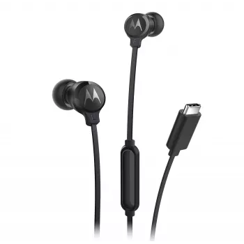 Ausinės Motorola EARBUDS3CS laidinės, į ausį, skambučiai/muzika, USB Type-C, juodos
