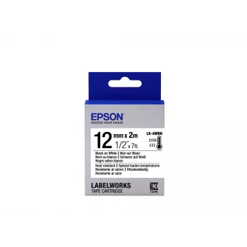 Epson karščiui atspari etikečių kasetė LK-4WBH juoda/balta 12mm (2m)