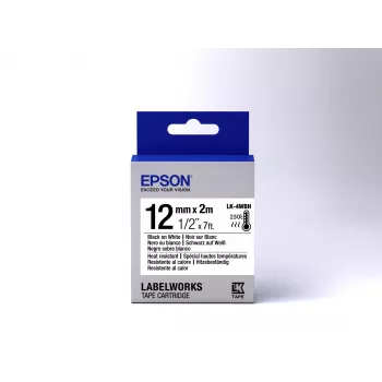 Epson karščiui atspari etikečių kasetė LK-4WBH juoda/balta 12mm (2m)