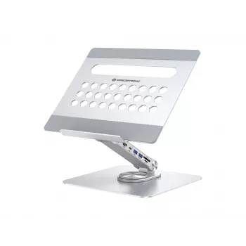 Conceptronic DONN27G stovas nešiojamam kompiuteriui, sidabrinis, aliuminis, 360°, USB 3.2 Gen 1 Type-C, 5000 Mbit/s