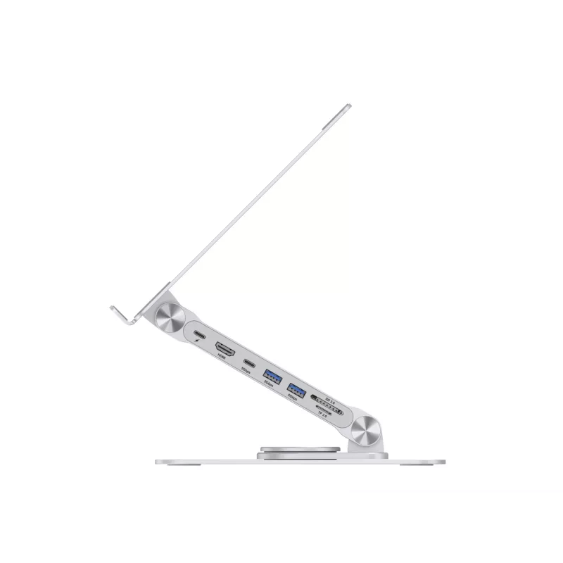 Conceptronic DONN27G stovas nešiojamam kompiuteriui, sidabrinis, aliuminis, 360°, USB 3.2 Gen 1 Type-C, 5000 Mbit/s