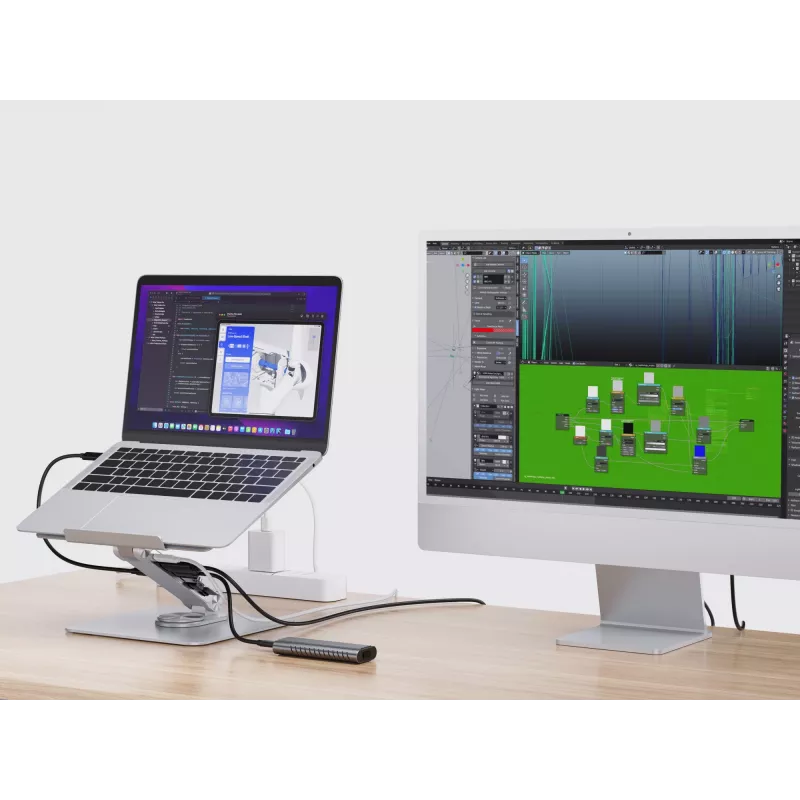 Conceptronic DONN27G stovas nešiojamam kompiuteriui, sidabrinis, aliuminis, 360°, USB 3.2 Gen 1 Type-C, 5000 Mbit/s