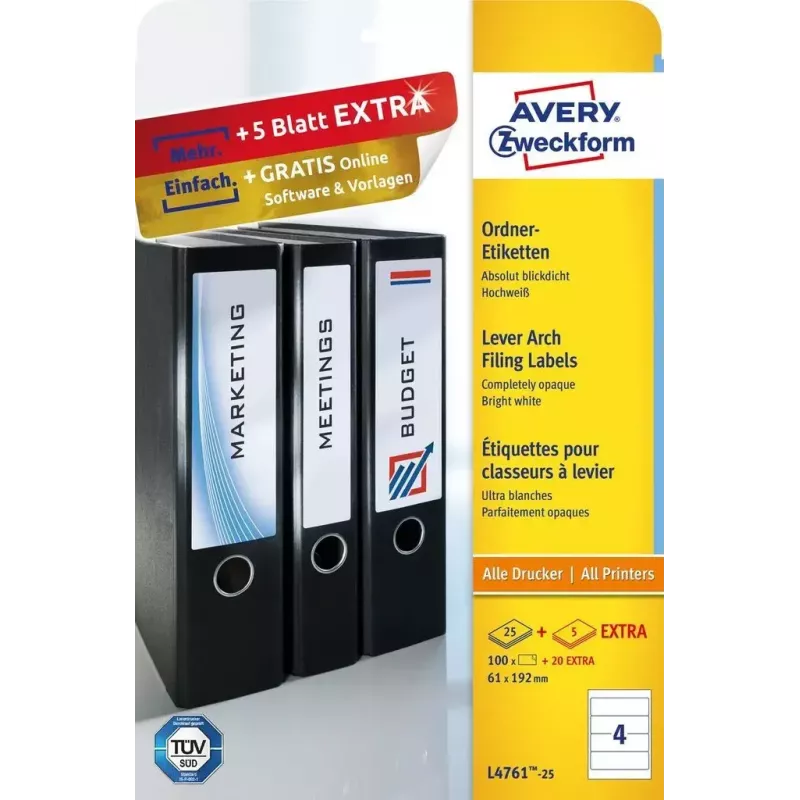 Lipni etiketė Avery L4761-25 suapvalintas stačiakampis