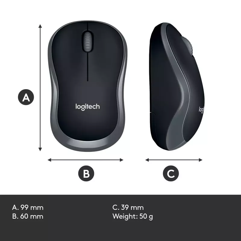 Pelinė Logitech M185 Swift Wireless pilka