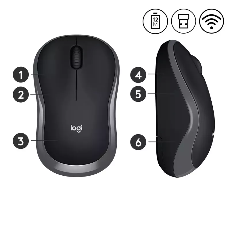 Pelinė Logitech M185 Swift Wireless pilka