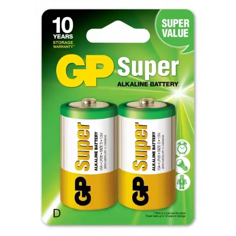 Vienkartinė baterija GP Batteries Super Alkaline 5501 (D dydis, 2 vnt.)