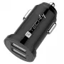 Techly Mini automobilinis įkroviklis 2 USB-A prievadai 24W / 4,8A juodas