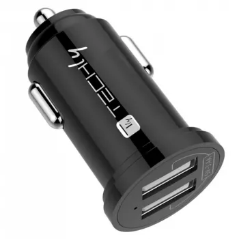 Techly Mini automobilinis įkroviklis 2 USB-A prievadai 24W / 4,8A juodas