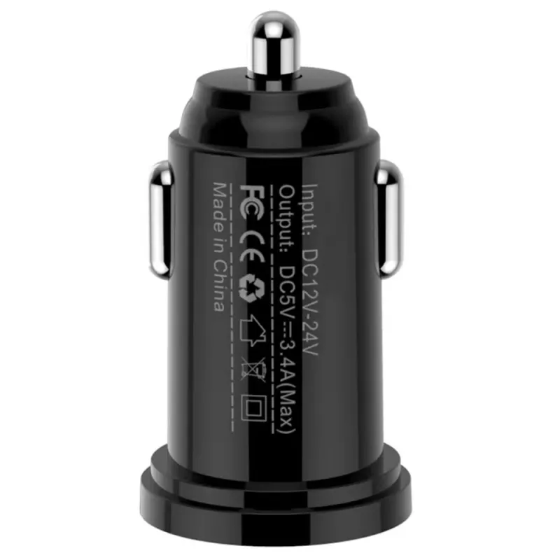 Techly Mini automobilinis įkroviklis 2 USB-A prievadai 24W / 4,8A juodas