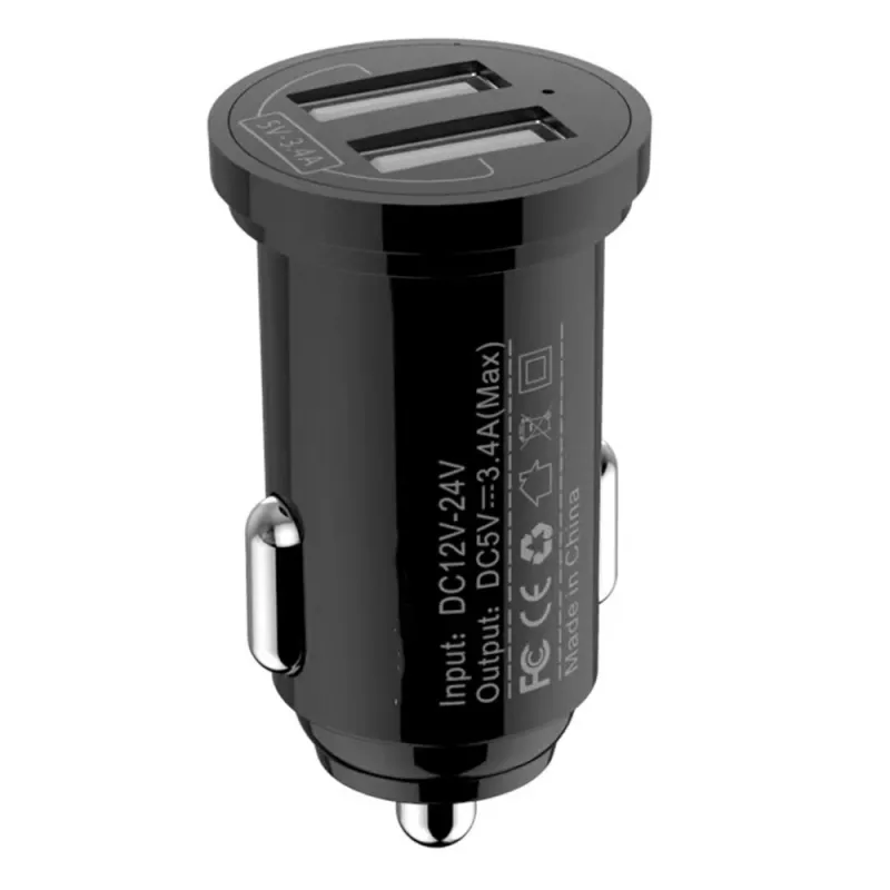 Techly Mini automobilinis įkroviklis 2 USB-A prievadai 24W / 4,8A juodas